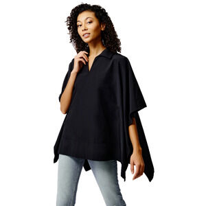 NWT Kal Reiman Gene Pocket Poncho Jacket Black Broadcloth One Size Women $420